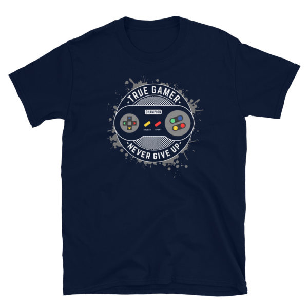 True Gamer Never Give Up Short-Sleeve Unisex T-Shirt - Image 3